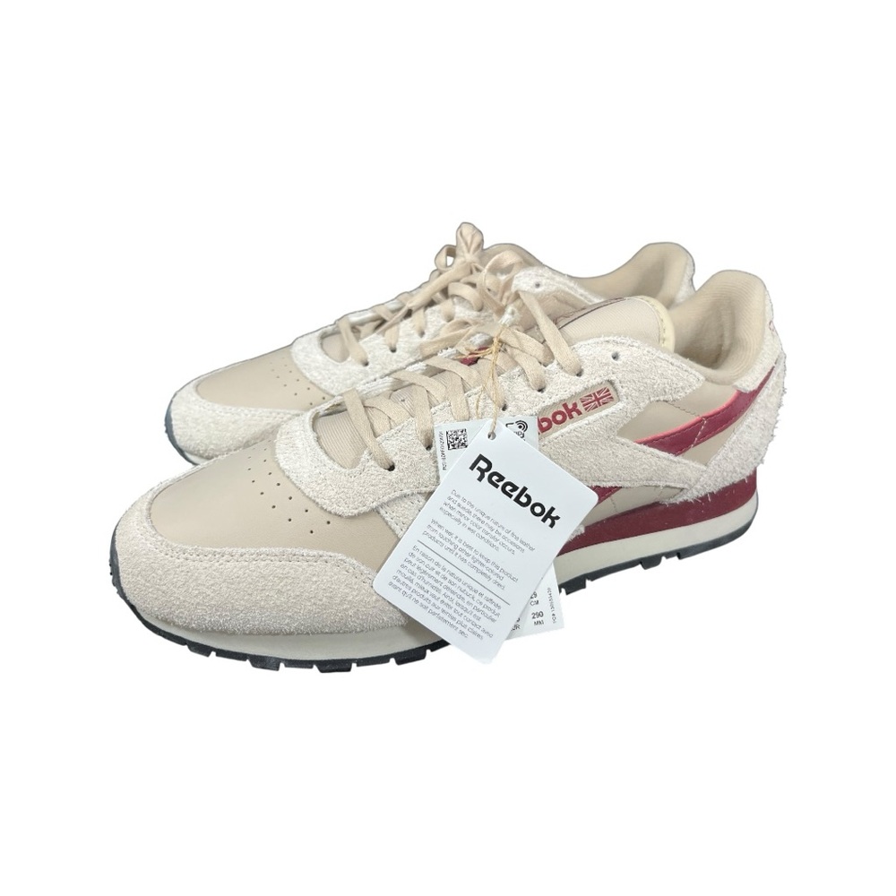 Reebok Classic Leather Shoes – Unisex – Beige/Burgundy Sz 11